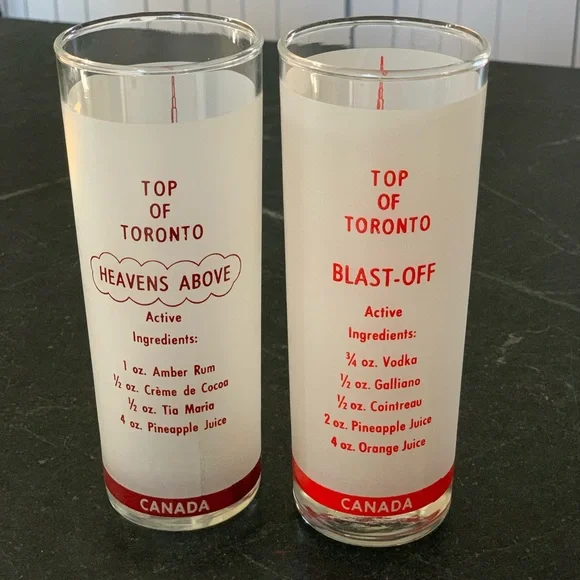 Set of 2 CN TOWER Souvenir HIGHBALL COCKTAIL GLASSES - Picture 2 of 5